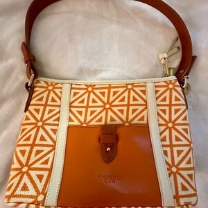 Spartina 449 Geometric Orange and Cream Shoulder Bag